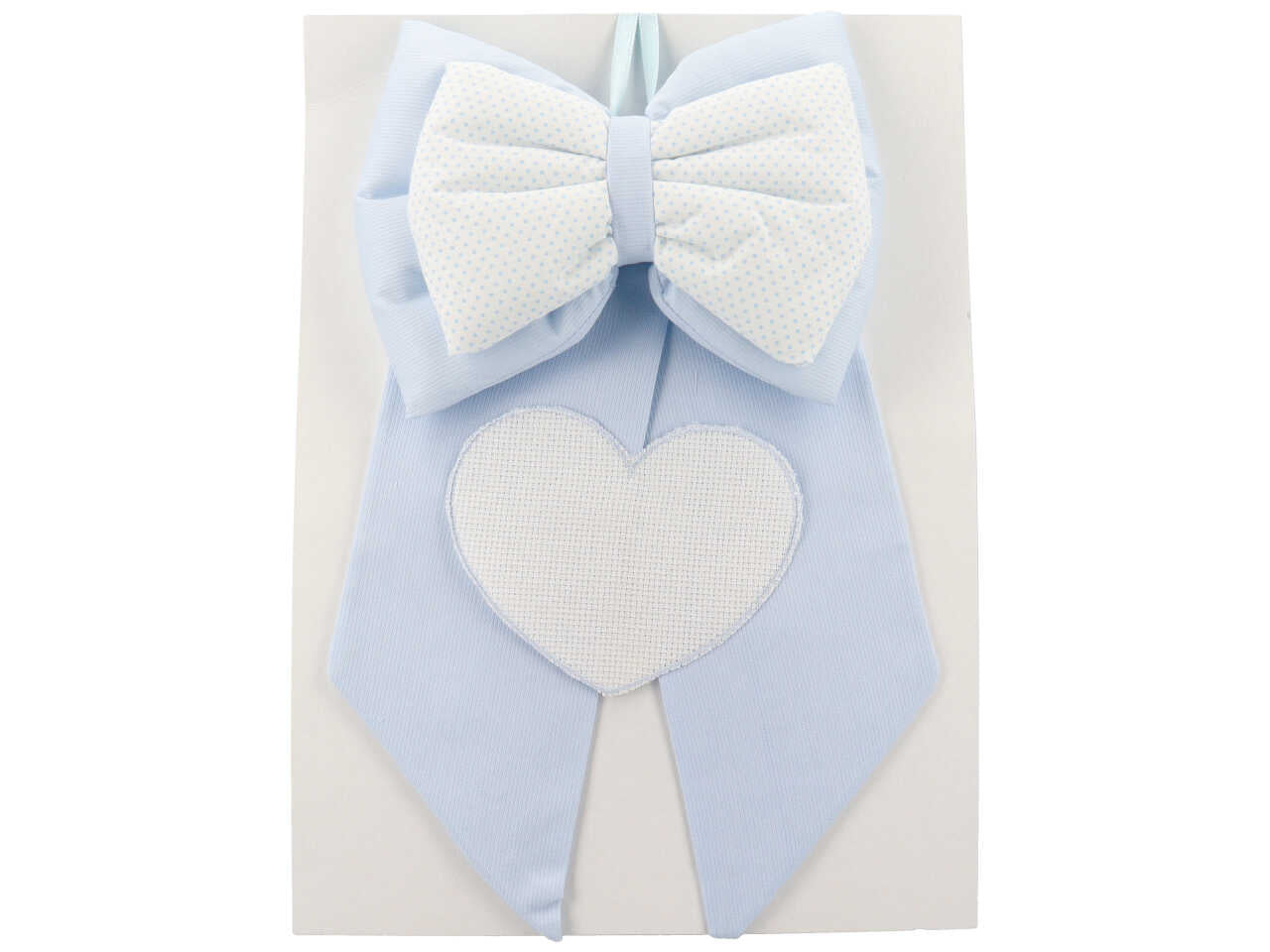 Fiocco nascita maschietto in cotone celeste con cuore personalizzabile - Dolci Sogni