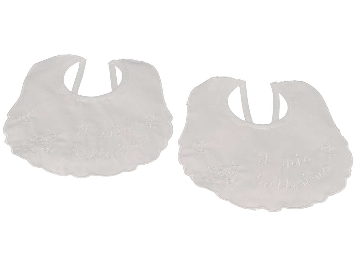 Bavetta da battesimo in cotone bianco - Dolci Sogni