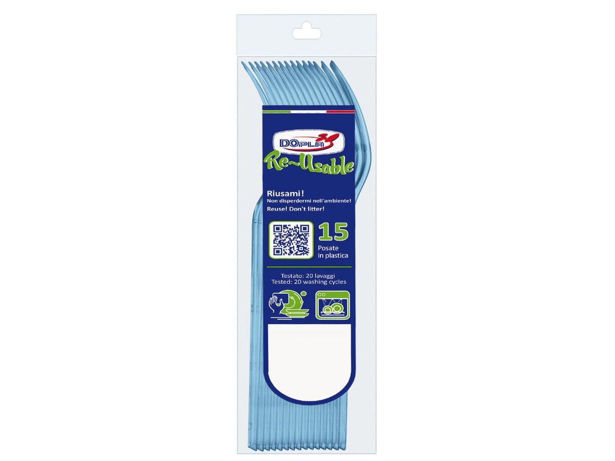 Forchette compact azzurre - confezione da 15 forchette