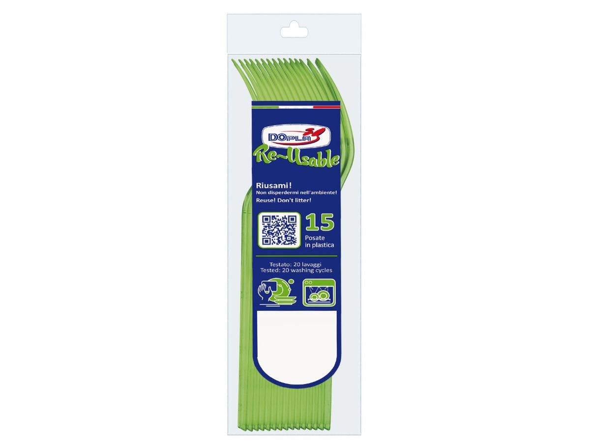 Forchette compact verde acido - confezione da 15 forchette