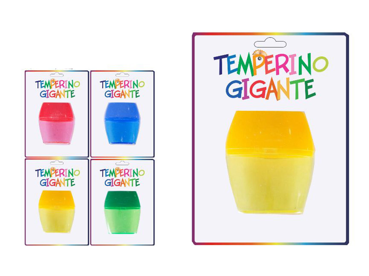 Temperino con 2 fori in plastica colori assortiti forma appiattita ovalizzata - Eol