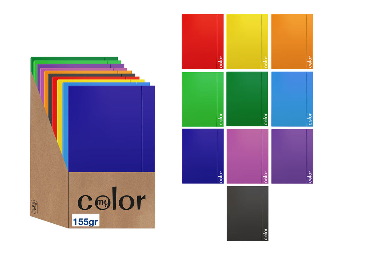 Cartellina a4 con elastico in 10 colori assortiti