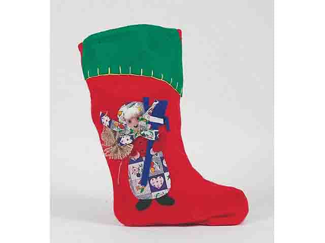 Calza Befana panno rossa 40cm bordo verde