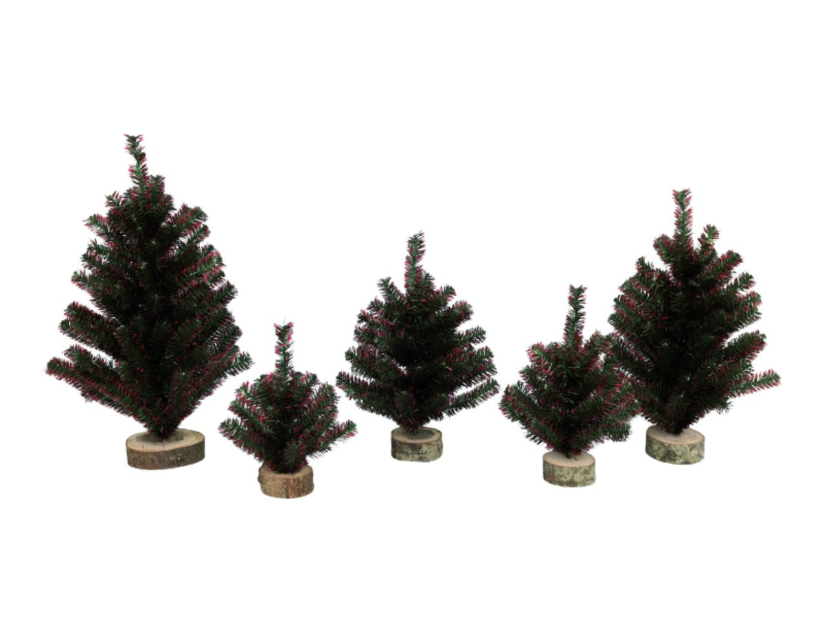 Alberello di natale verde in ferro 50cm con punte e base rossa