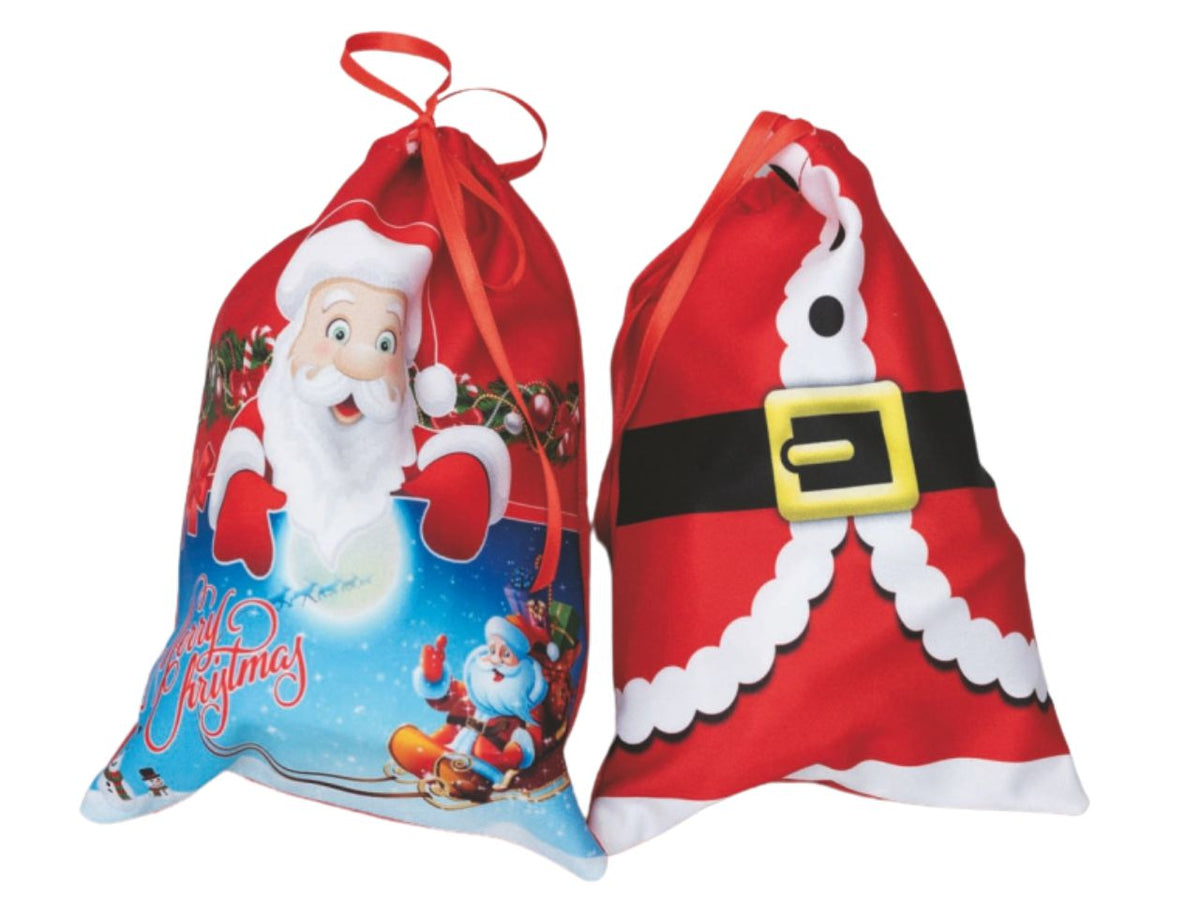 Sacco poliestere cm.15x23h decorato con babbo natale 2 modelli assortiti