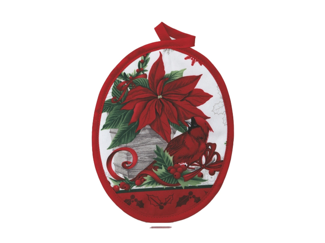 Presina ovale 18x23cm con stella di natale rossa