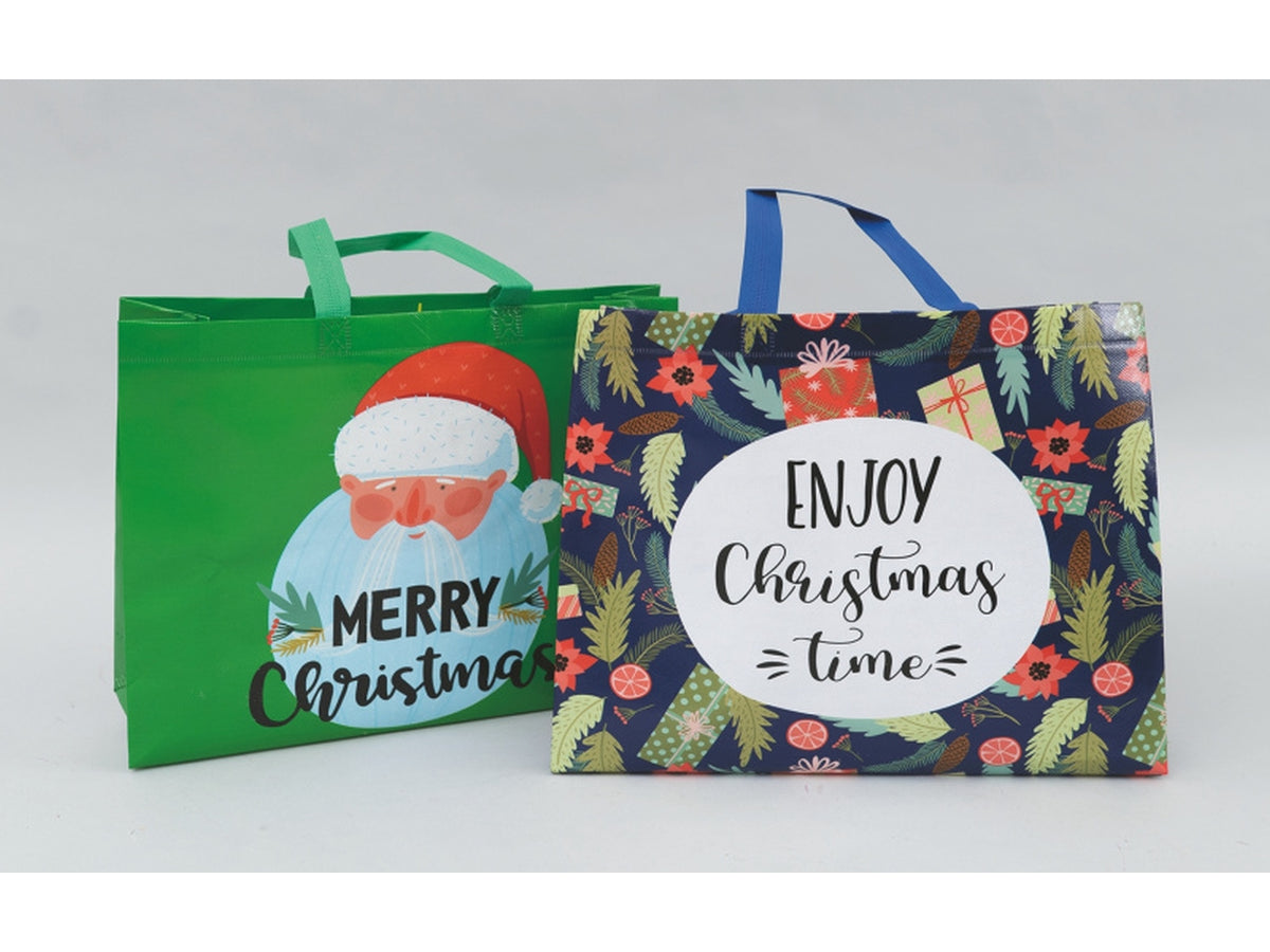 Shopper 35x25x10cm con manico decori natalizi modelli assortiti