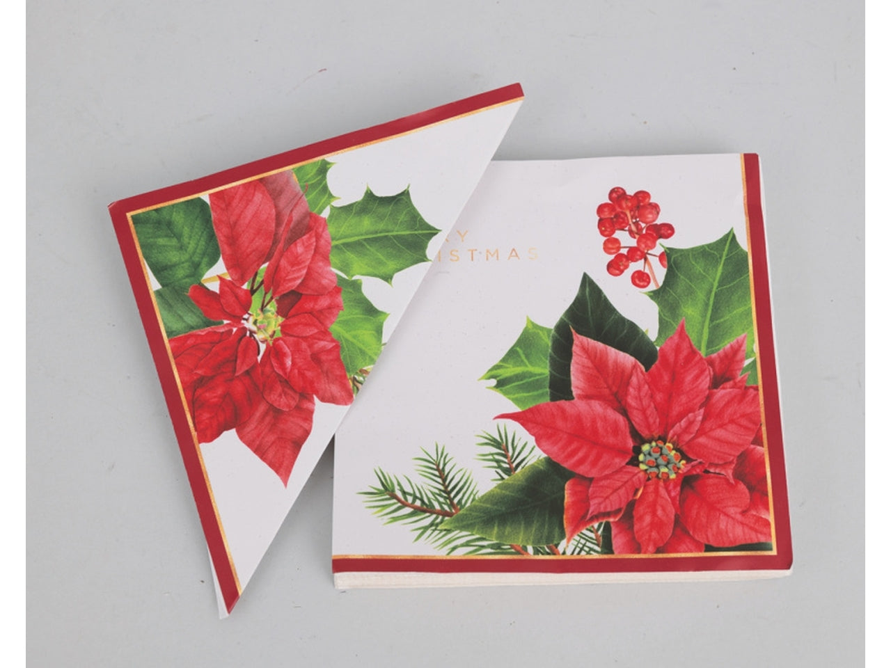 Tovaglioli di carta 17cm bianchi decoro stelle di natale rosse set da 12 tovaglioli