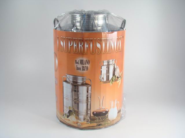 Fustino in acciaio inox da 50lt con predisposizione rubinetto alto