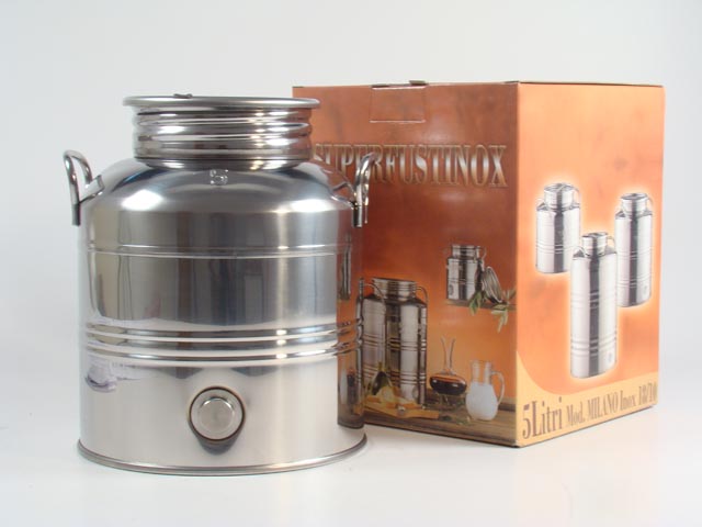Fustino in acciaio inox da 5 litri con predisposizione rubinetto $