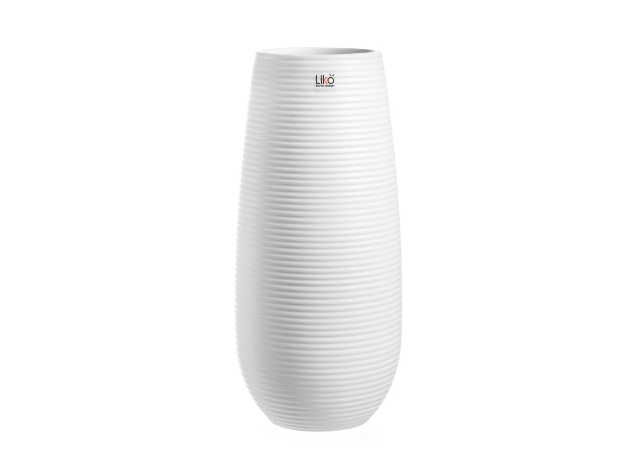Vaso decorativo stile scandinavo in ceramica bianca forma cilindrica 35cm, Sepik - Likò