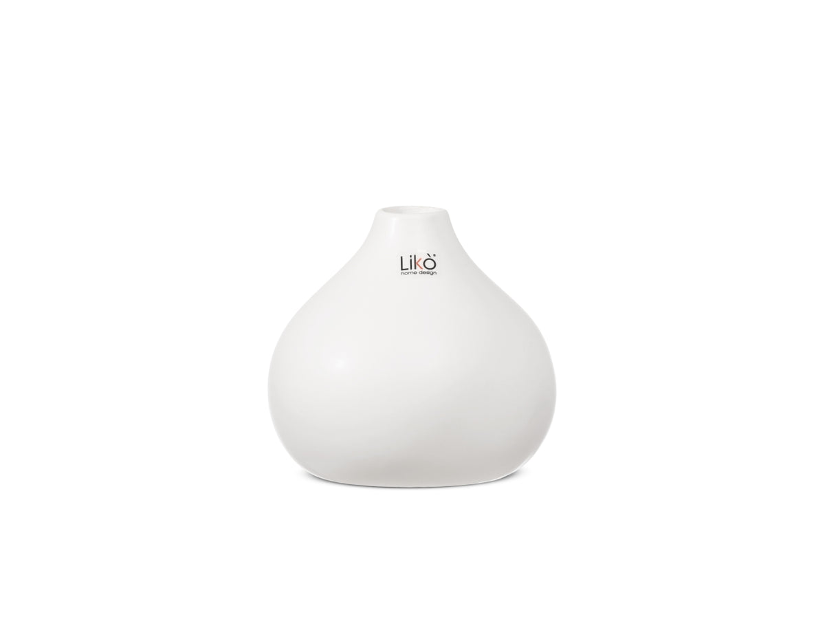 Vaso decorativo monofiore scandinavo in ceramica opaca bianco, 13x12 cm