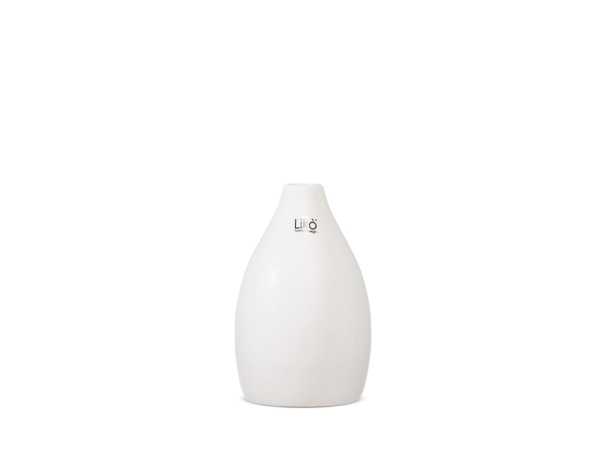 Vaso decorativo monofiore scandinavo in ceramica opaca bianco, 16x9,5 cm