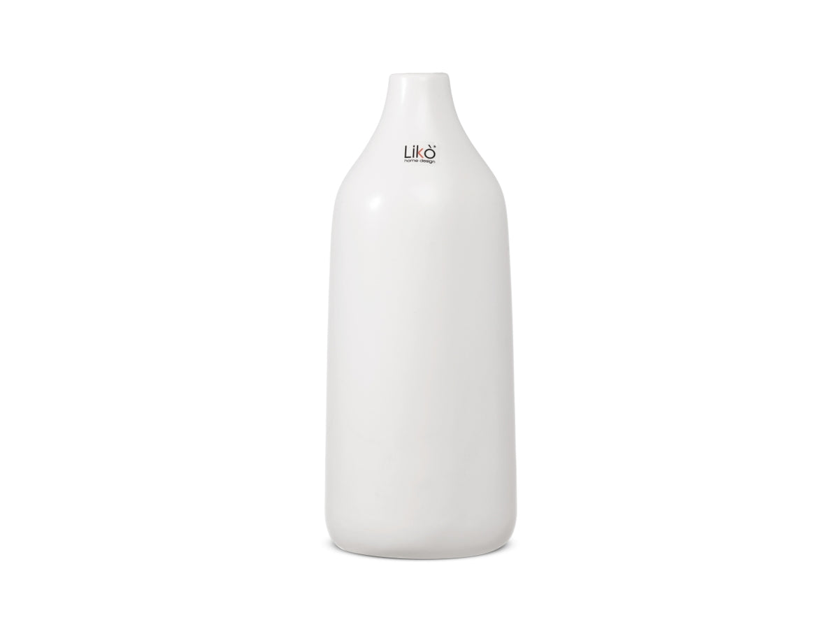 Vaso decorativo monofiore scandinavo in ceramica opaca bianco, 25x10 cm