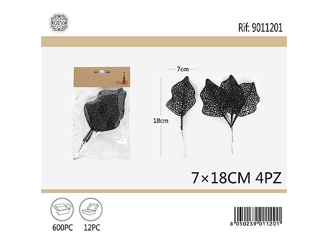 Foglia nera 4 pezzi 7x18cm