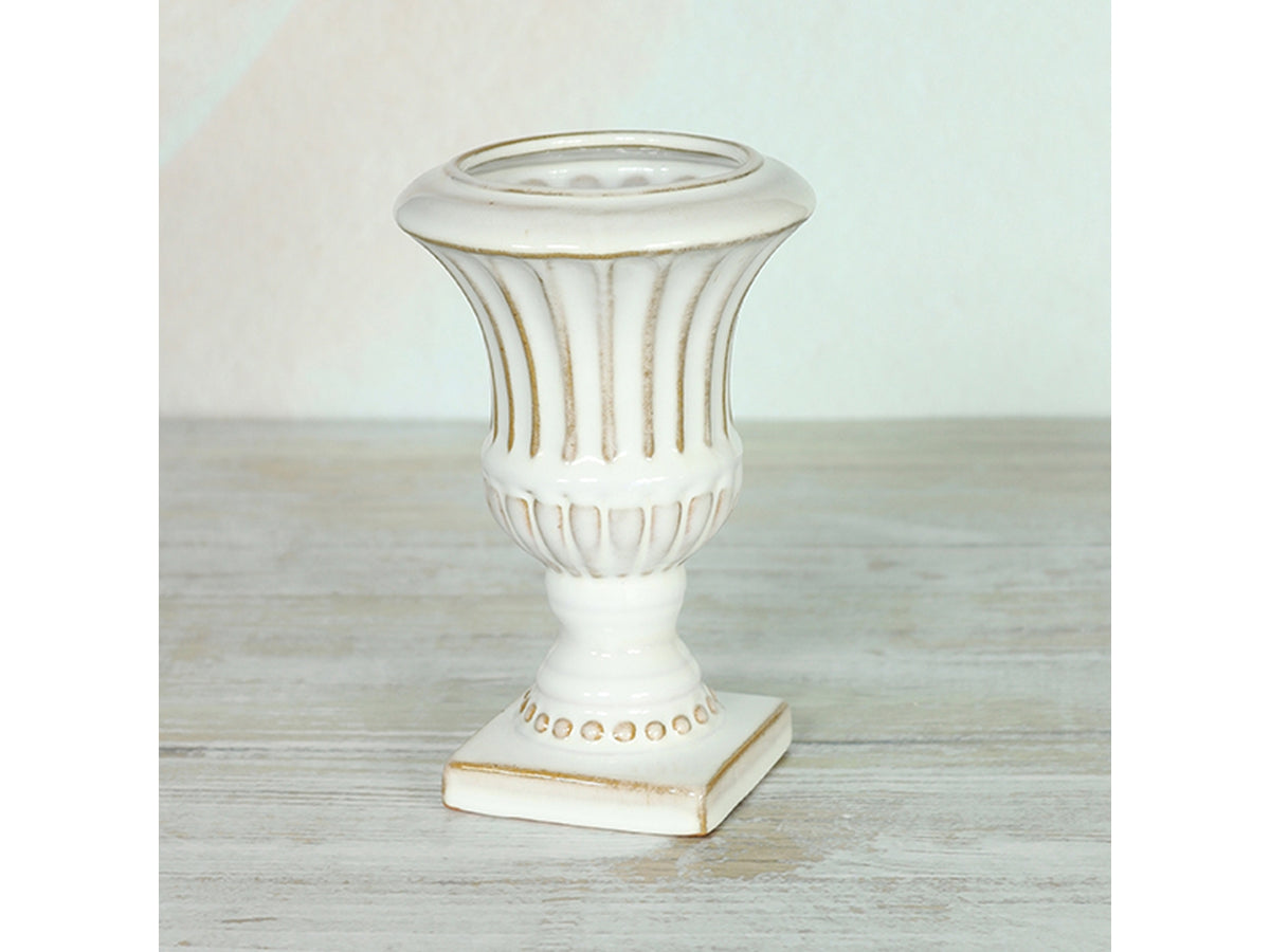 Portavaso classico dolomite in ceramica bianco e beige 10,5x16 cm - Goldbach