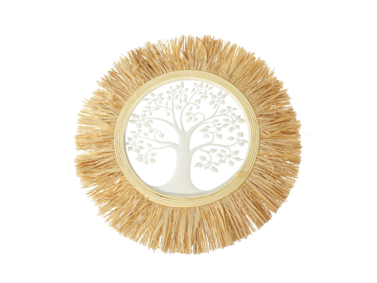 Decorazione da parete con albero della vita boho bianco in metallo e rafia 51 cm - Goldbach