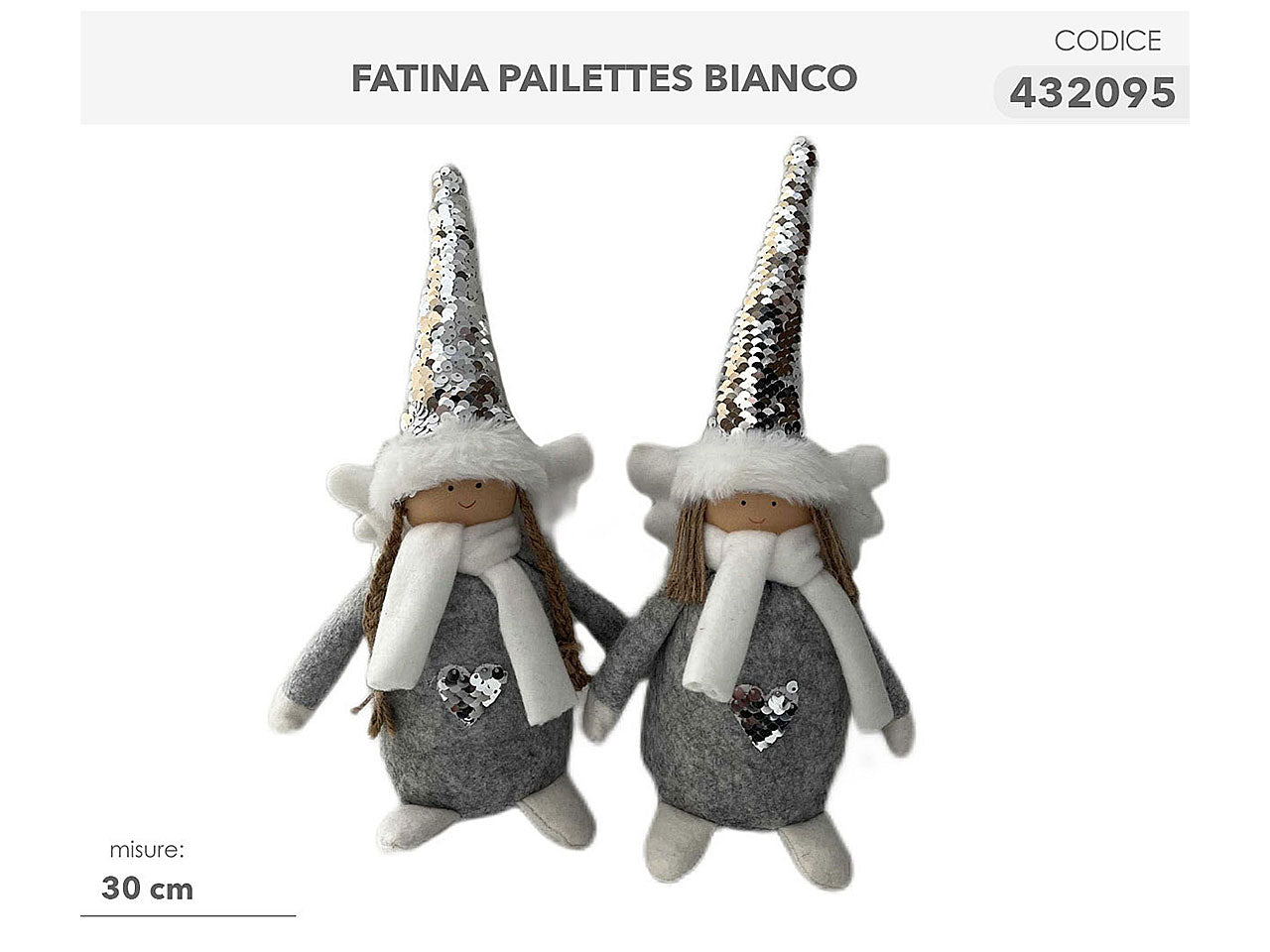 Fatina con paillettes bianco 30cm