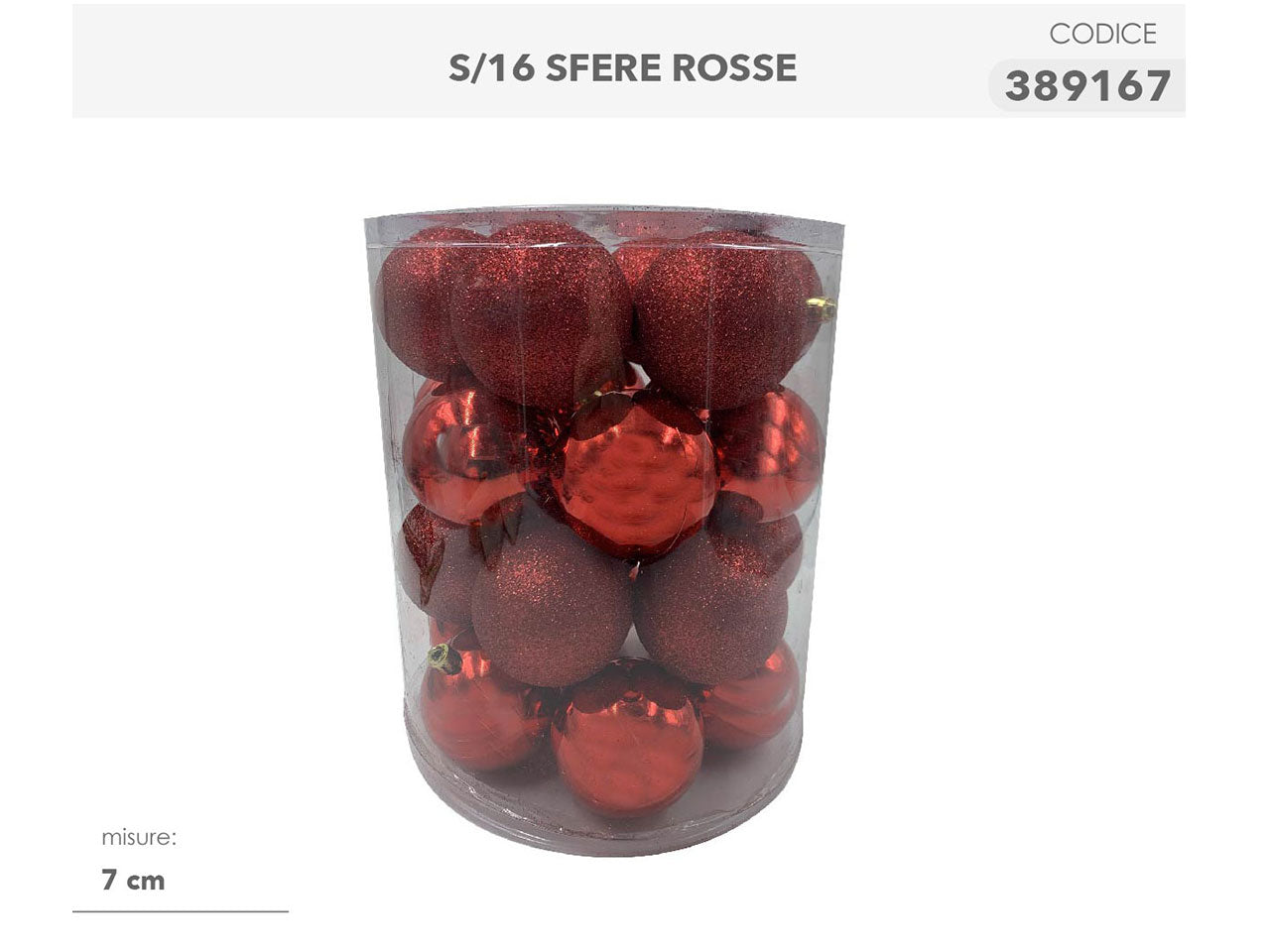 Sfere d.7cm 16pezzi rosso