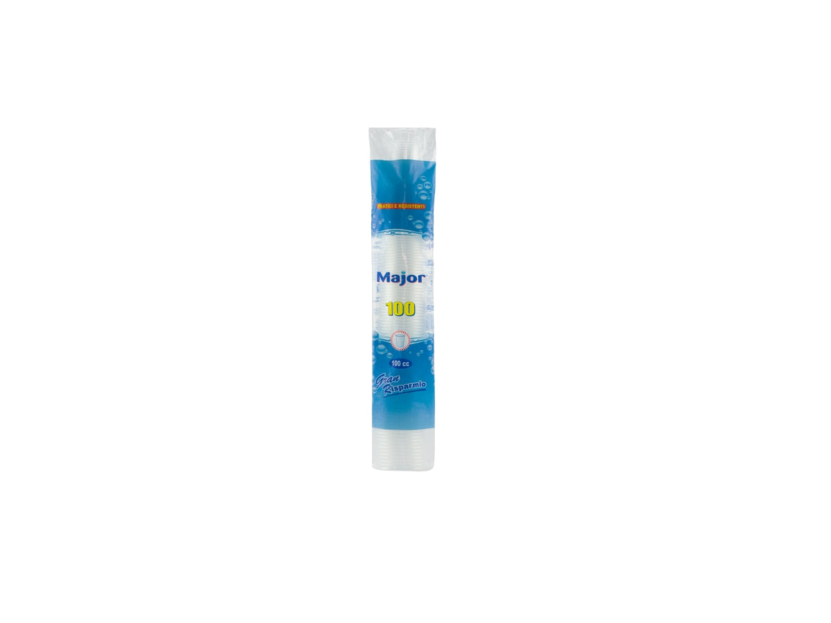 Bicchieri in plastica 100cc trasparenti per amaro, acqua confezione da 96 pezzi - Major