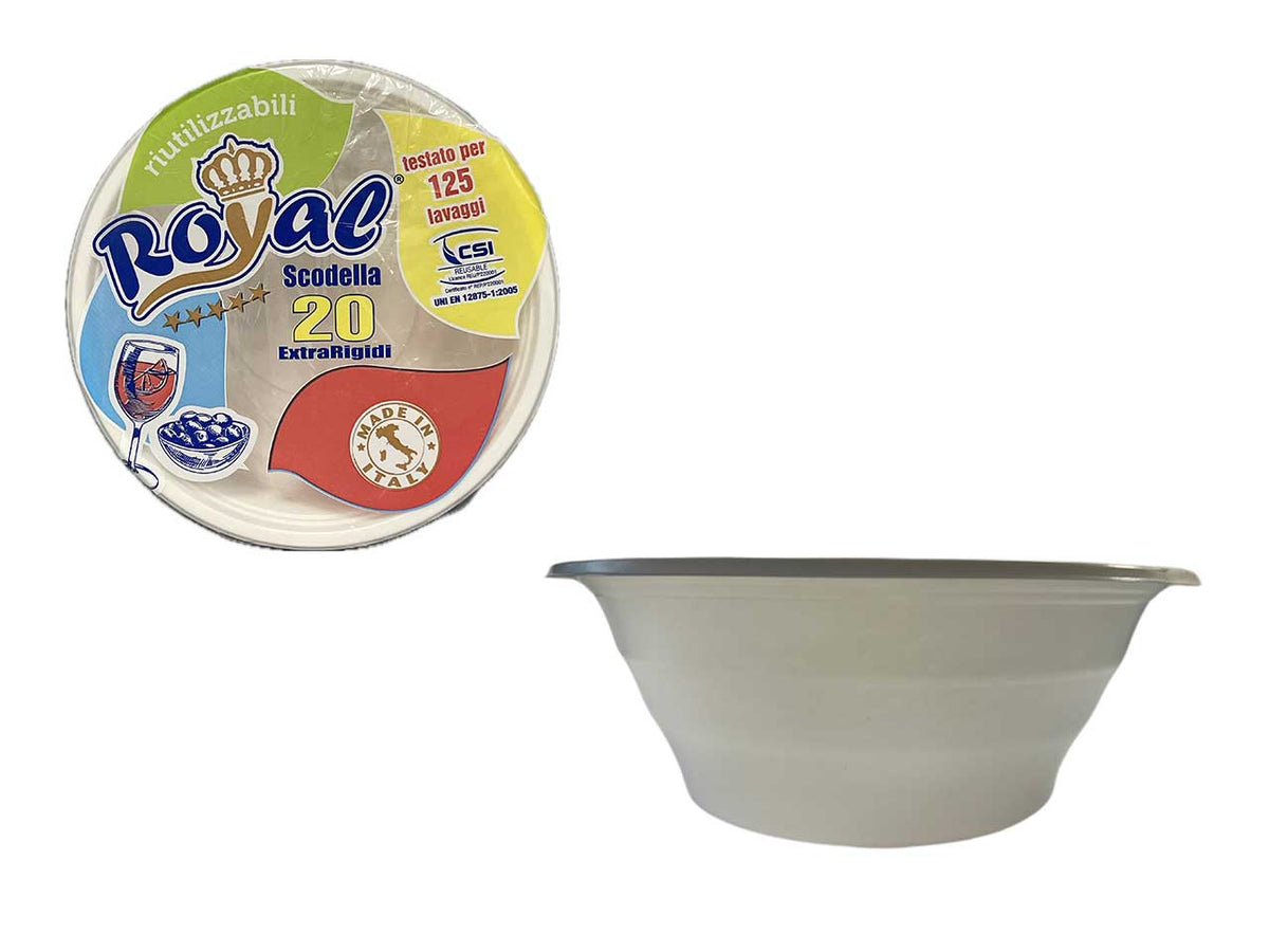 Coppette riutilizzabili plastica bianco capacità 630 ml confezione da 20 - Royal $