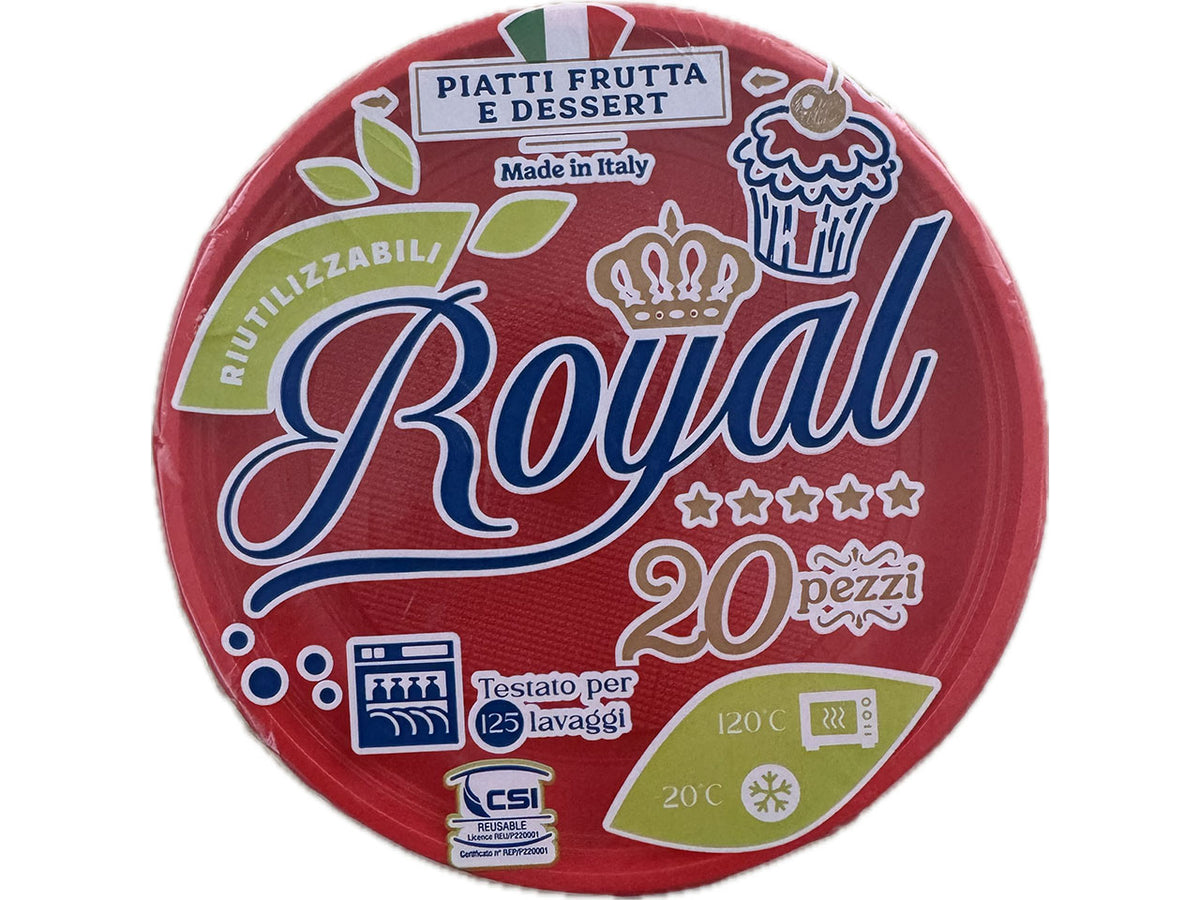 Piatto dessert riutilizzabile rosso d.16cm set 20 piatti royal$