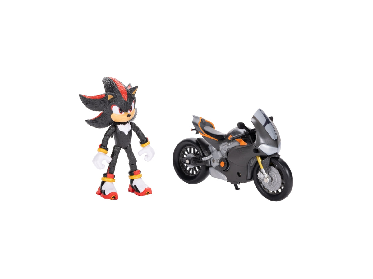 Veicolo con Personaggio Articolato Sonic 3 Movie 13 cm, Set con Sonic e Moto Veicolo per Fan e Collezionisti - Età Consigliata 4+