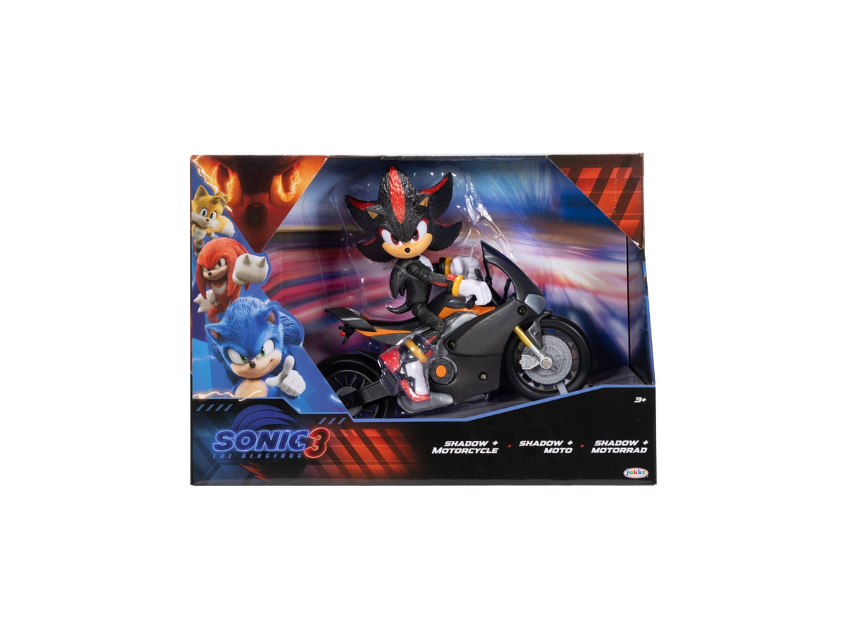 Veicolo con Personaggio Articolato Sonic 3 Movie 13 cm, Set con Sonic e Moto Veicolo per Fan e Collezionisti - Età Consigliata 4+