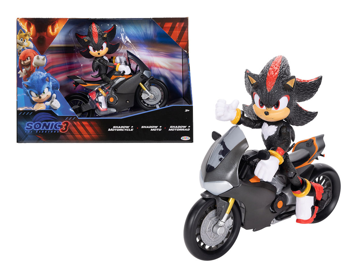 Veicolo con Personaggio Articolato Sonic 3 Movie 13 cm, Set con Sonic e Moto Veicolo per Fan e Collezionisti - Età Consigliata 4+