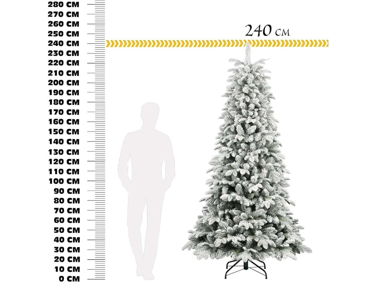 Albero di natale floccato modello north ice altezza 240cm in pe + pvc con 1184 rami