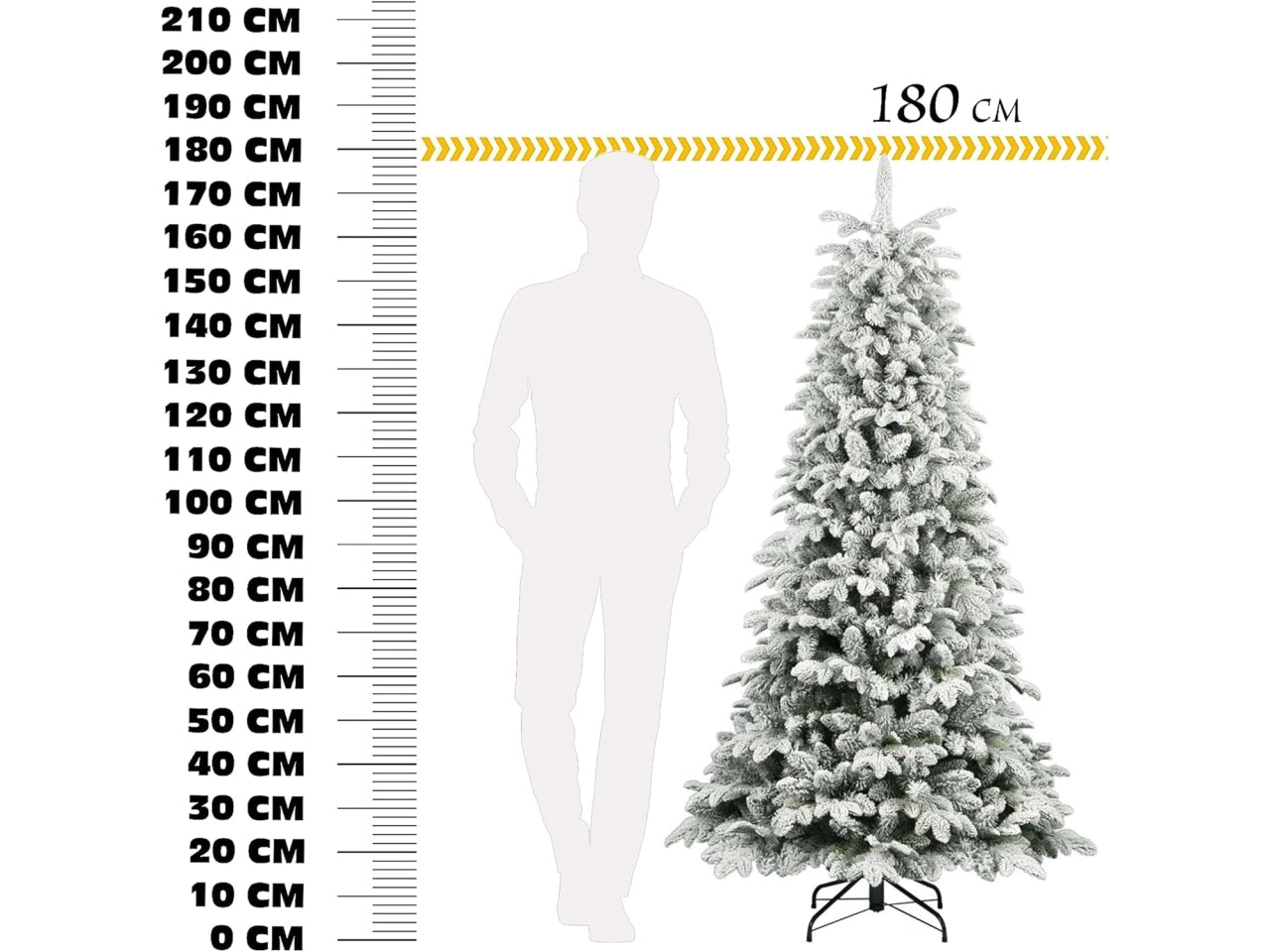 Albero di natale floccato modello north ice altezza 180cm in pe + pvc con 711 rami