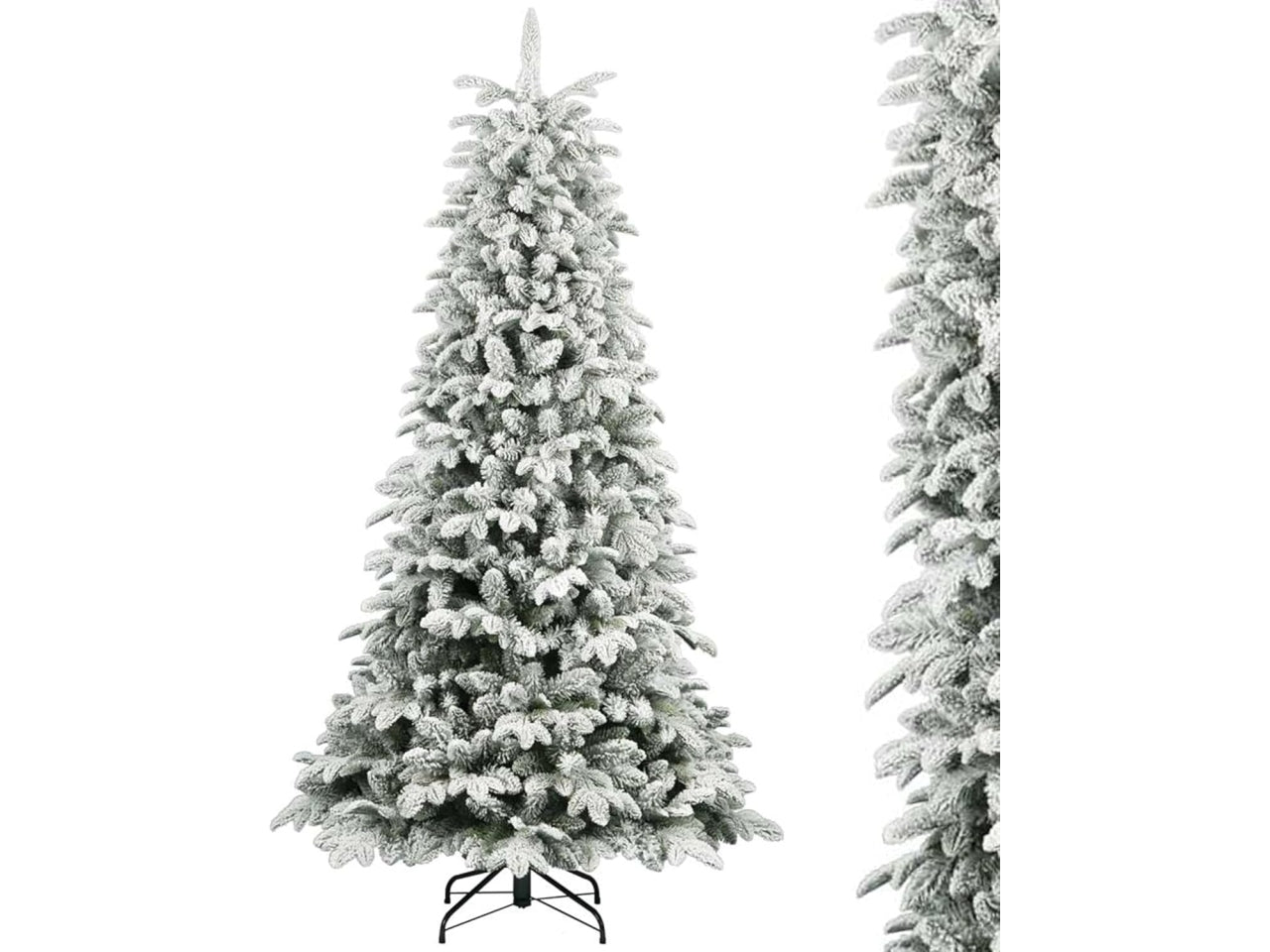 Albero di natale floccato modello north ice altezza 180cm in pe + pvc con 711 rami