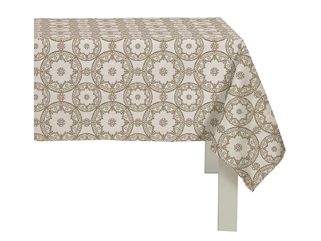 Tovaglia stampata raso idrorepellente 150x340 gold