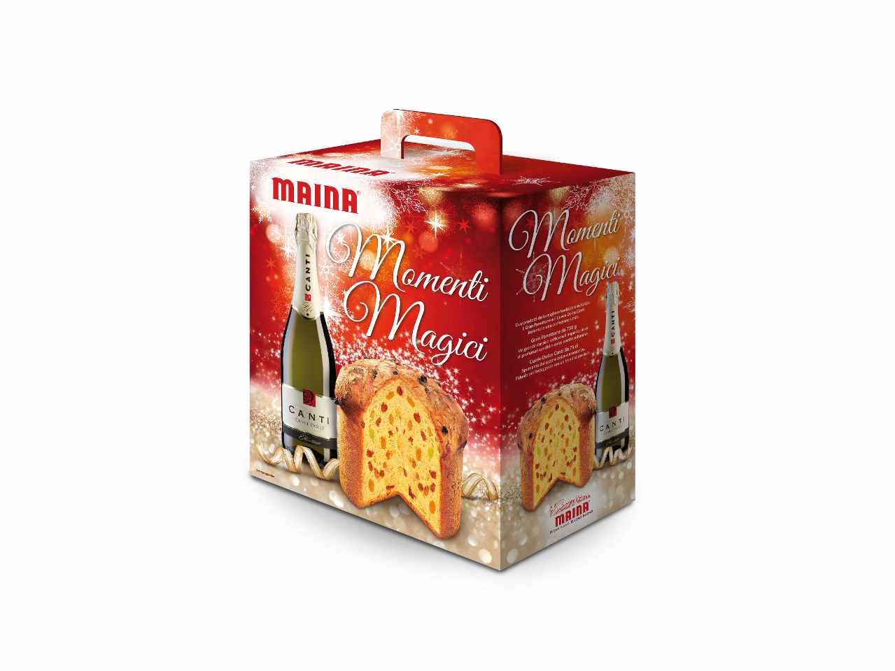 MAINA MOMENTI MAGICI IL GRAN PANETTONE 750GR CON SPUMANTE CUVéE DOLCE CANTI 75CL
