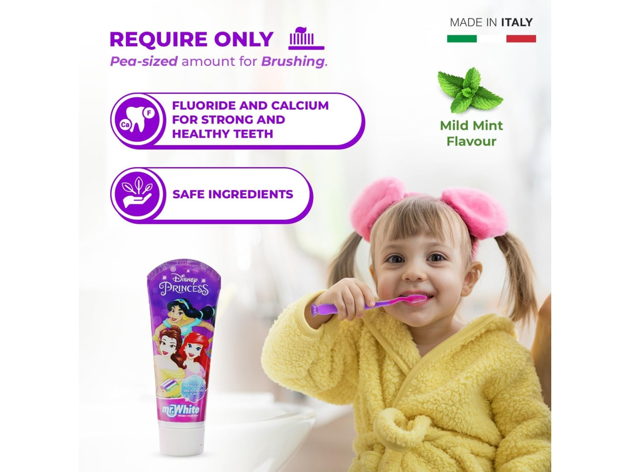 Principesse borsello da bambina con spazzolino dentifricio bicchiere viola - Real Trade