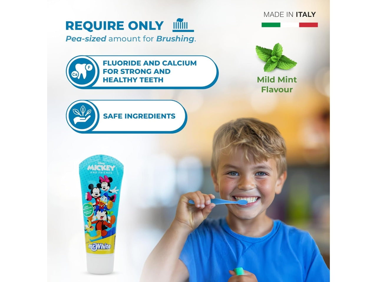 Topolino borsello da bambino con spazzolino dentifricio bicchiere azzurro - Real Trade