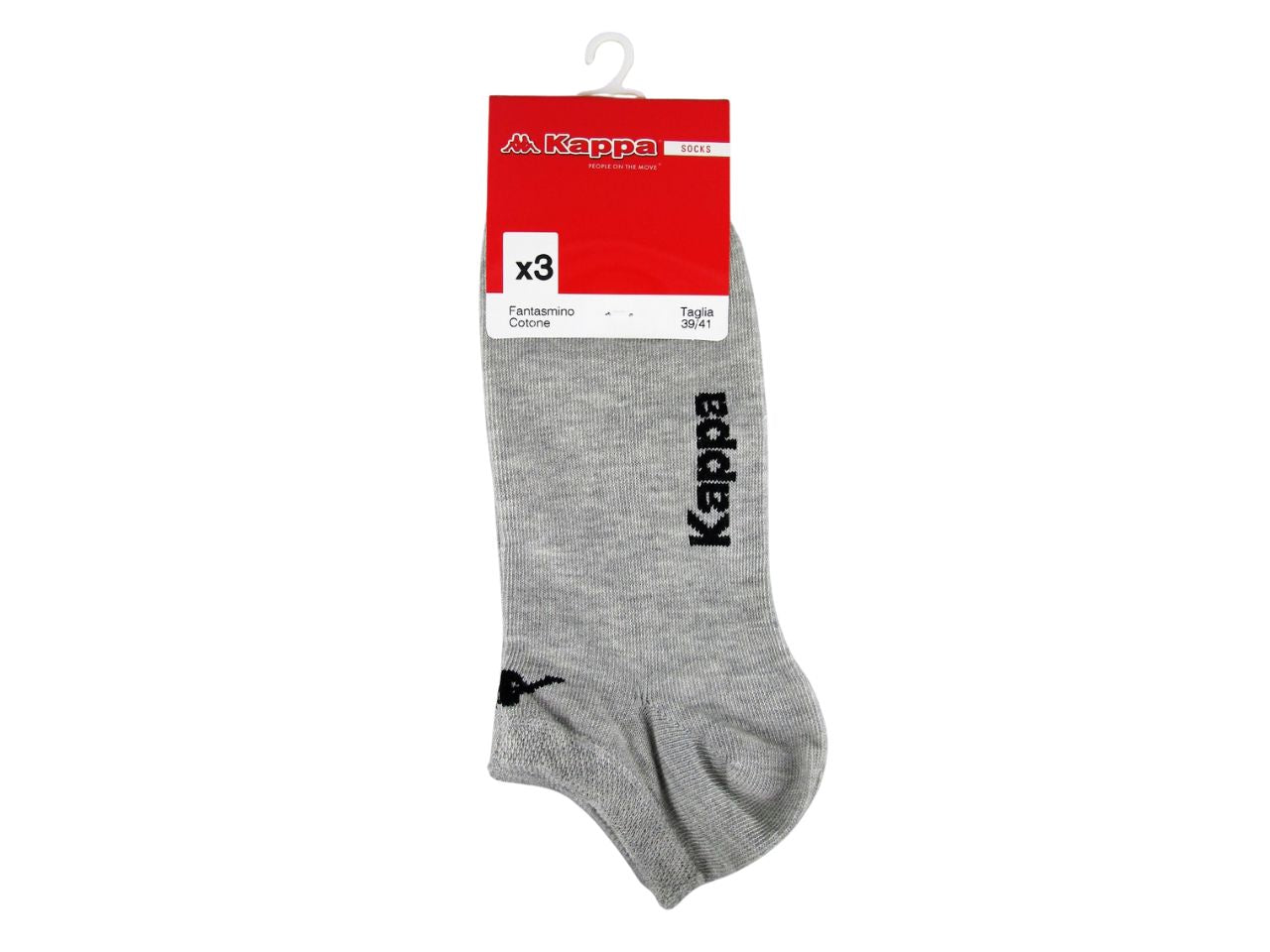 Calze fantasmino adulto Kappa in misto cotone grigio, 3 paia taglia 36/38