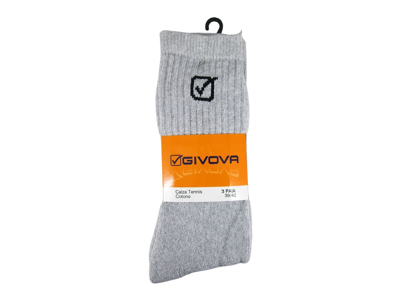 Calze da tennis in cotone e poliestere grigio taglia 35/38, confezione da 3 - Givova