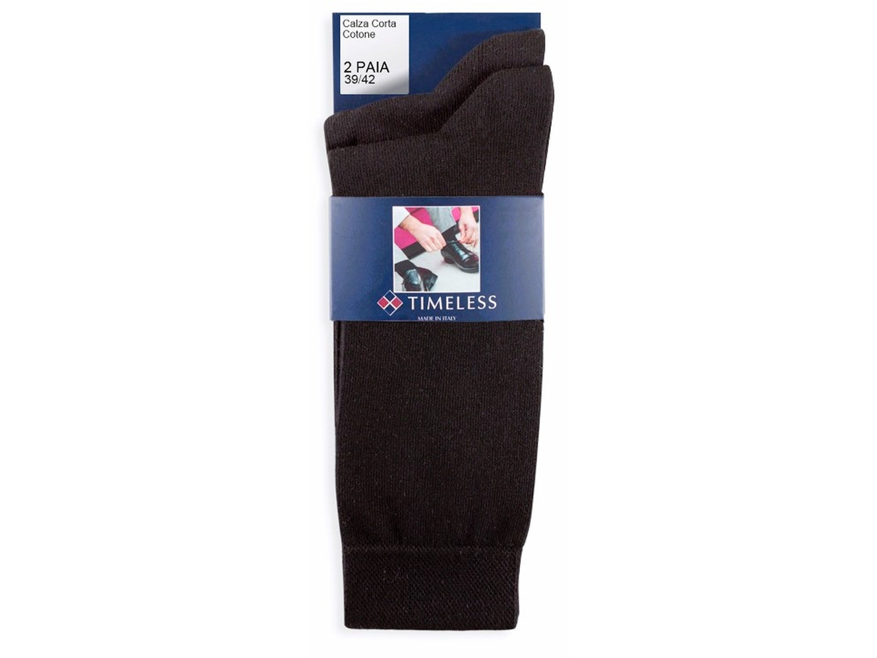 Calza corta da uomo maglia jersey in cotone tu- pack da 2 paia - nero 43/46