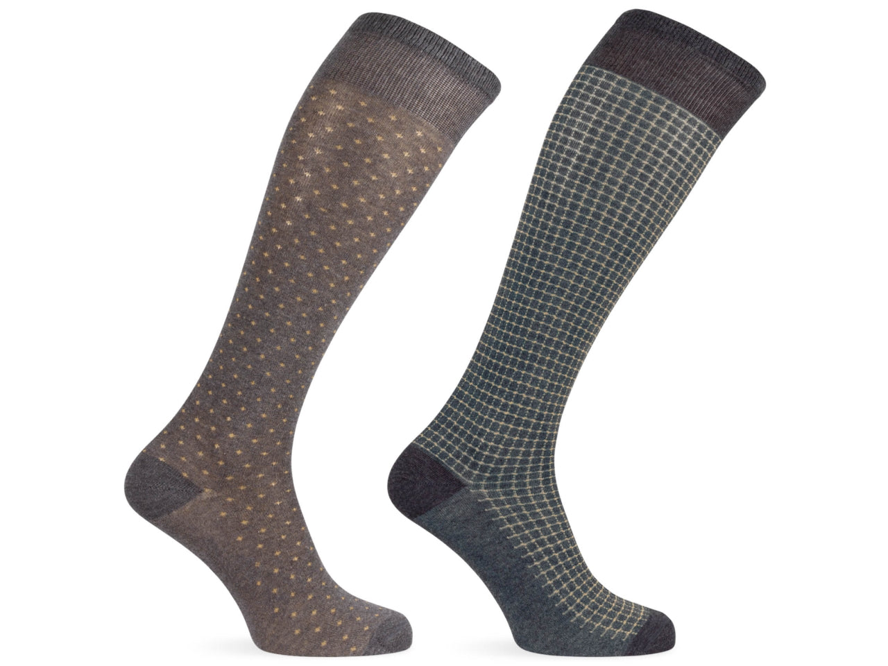 Calza lunga da uomo maglia jersey in cotone fantasia - pack da 2 paia - antracite mel. 39/42