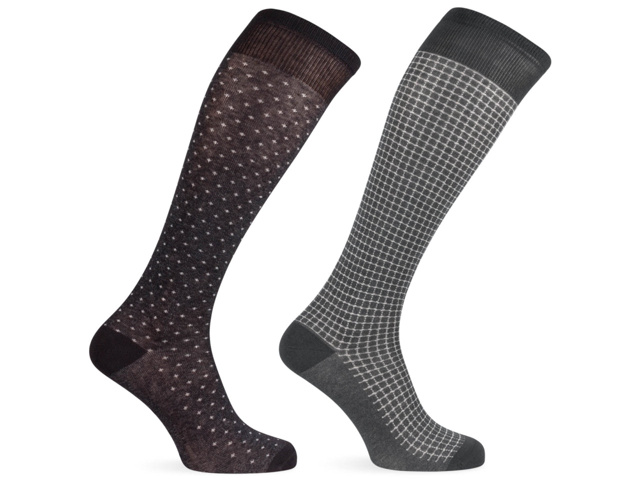 Calza lunga da uomo maglia jersey in cotone fantasia - pack da 2 paia - nero 39/42