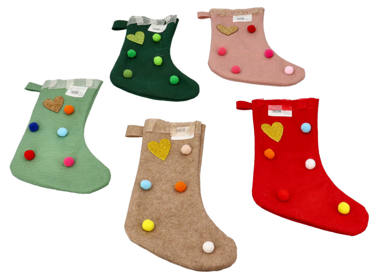 Calza pannolenci 25cm con pon pon