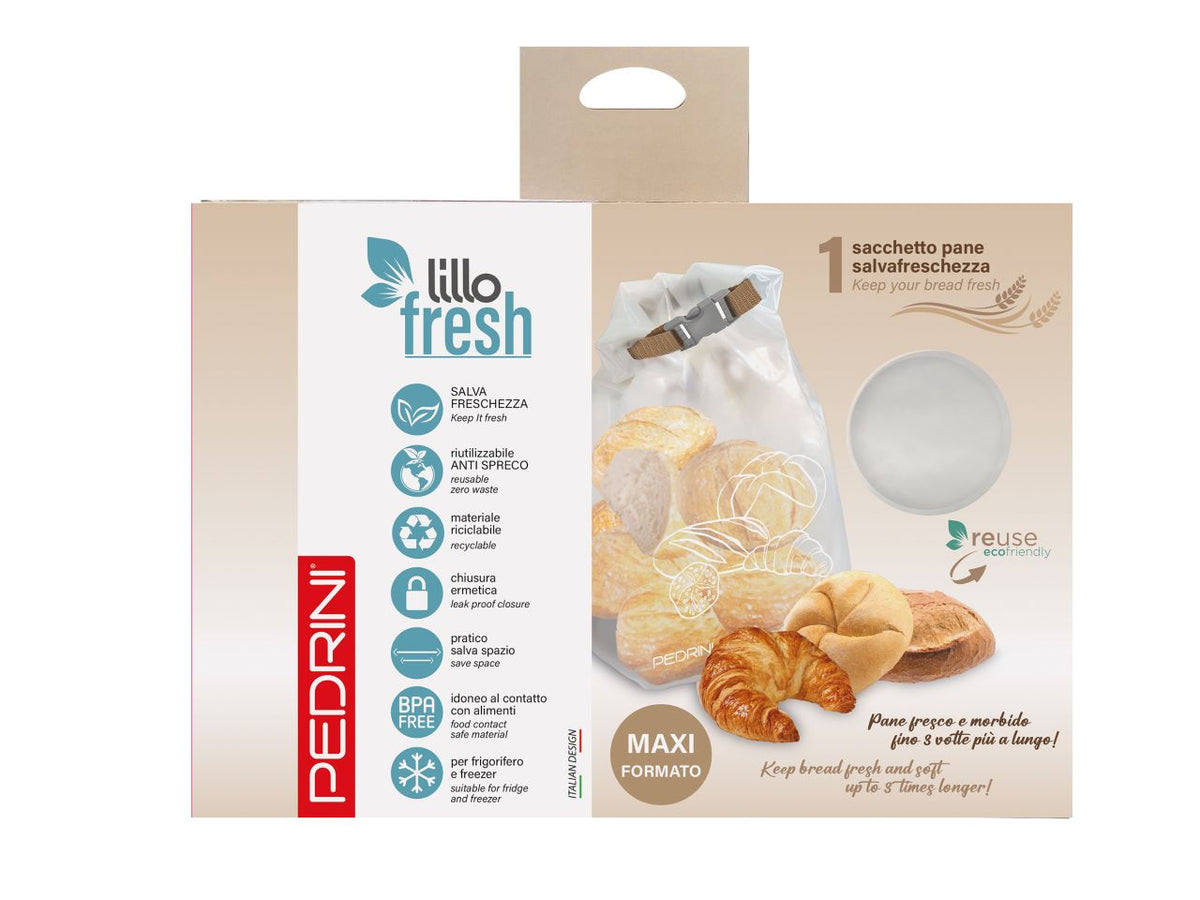 Sacchetto pane per alimenti con chiusura ermetica a fascia