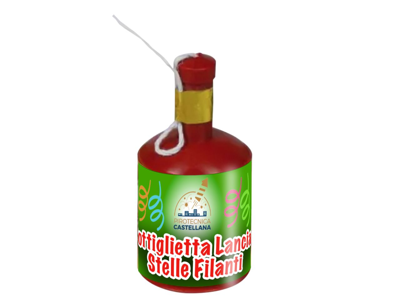 Bottiglietta lancia stelle filanti effetto stelle filanti misura base d.26cm - la confezione comprende 12 bottigliette