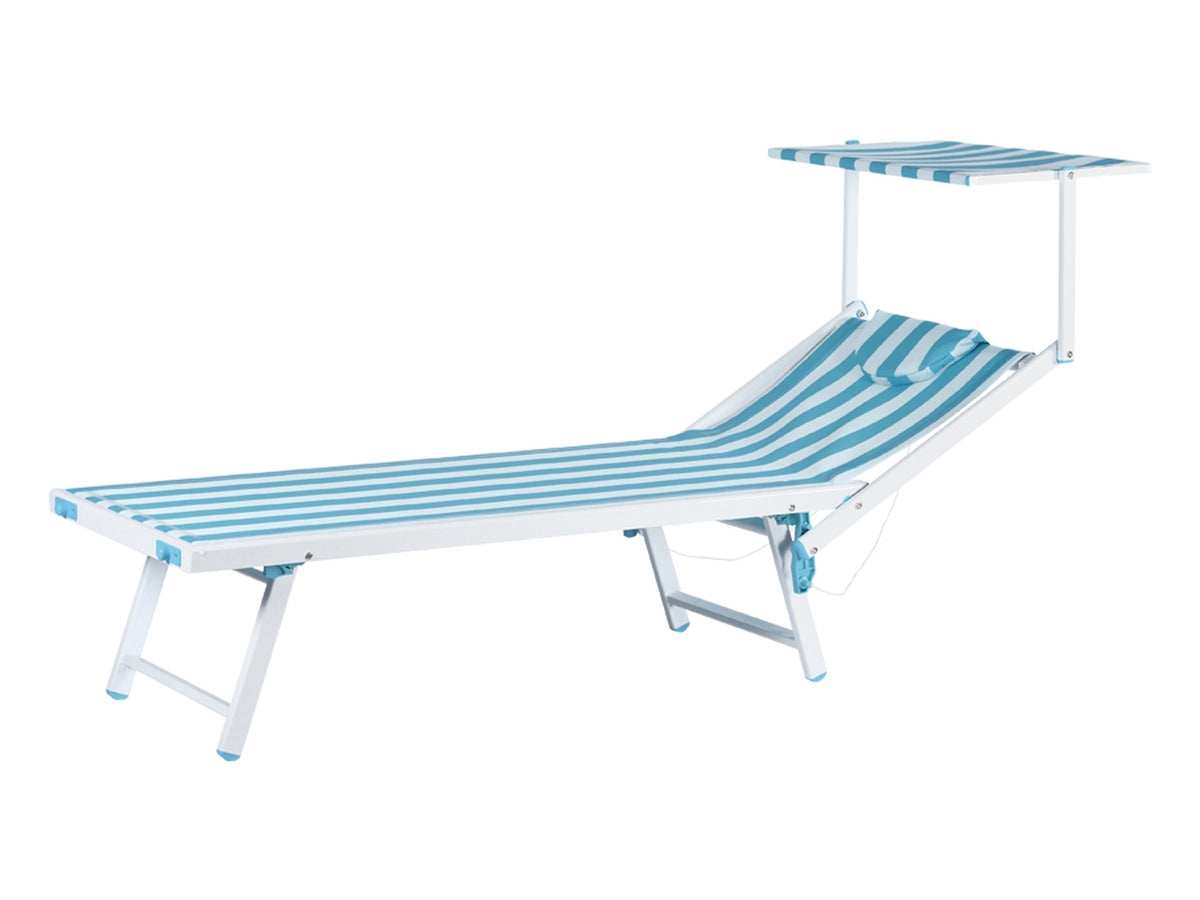 Lettino mare king alluminio/txt 2x1 189x61x38cm strisce azzurre