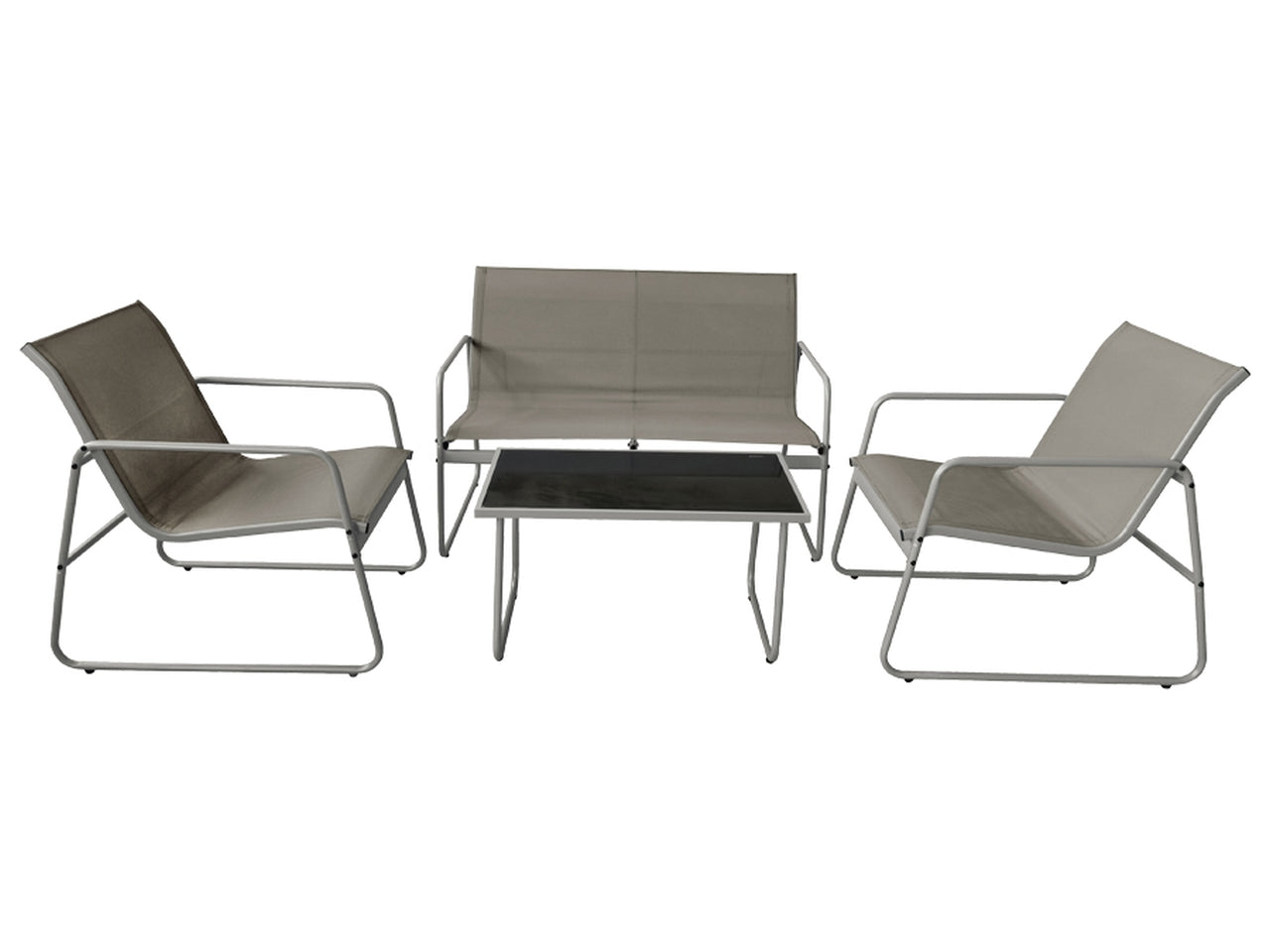 Divano 110x74cm + 2 poltrone 56,5x74cm 2x1 + tavolino 75x44cm grigio