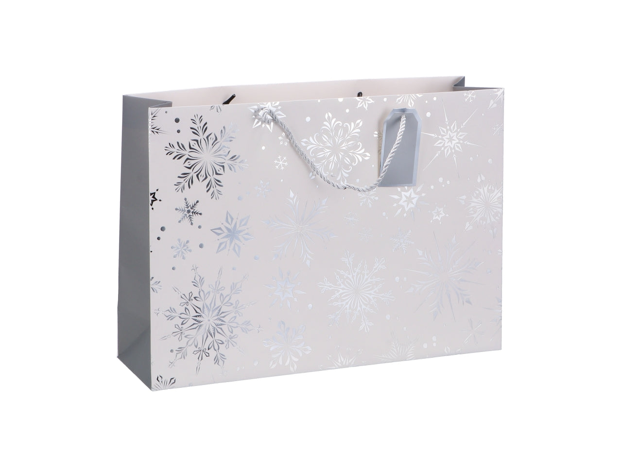 Shopper natalizia fiocco di neve in carta 3 colori assortiti 31x12xh26 cm - AD Trend