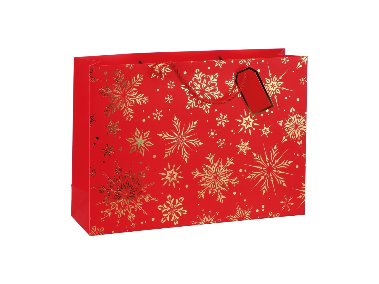 Busta regalo natalizia fiocco di neve in carta 3 colori assortiti 42x12xh31 cm - AD Trend