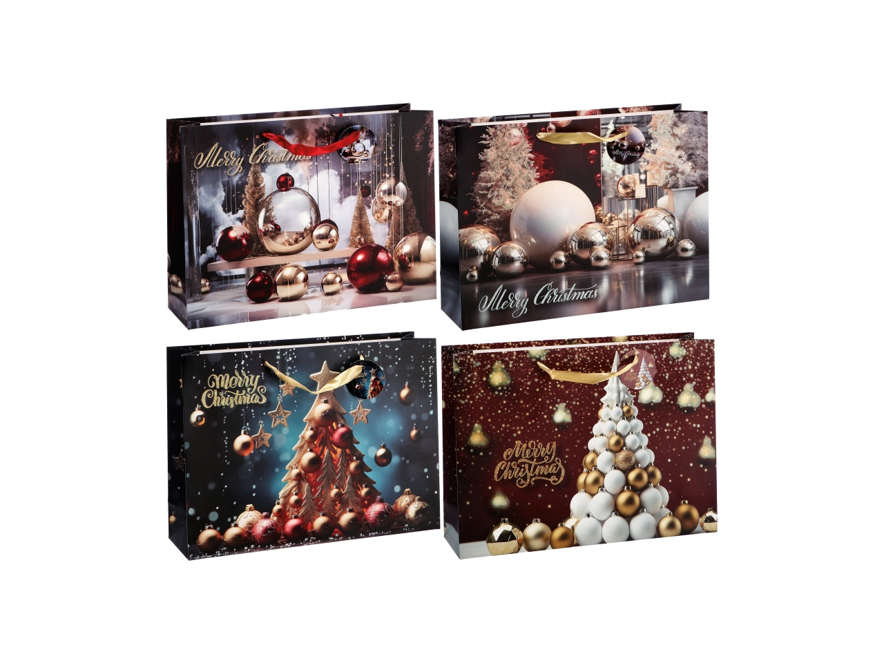Busta regalo natalizia in carta 4 colori assortiti 31x12x26 cm - AD Trend