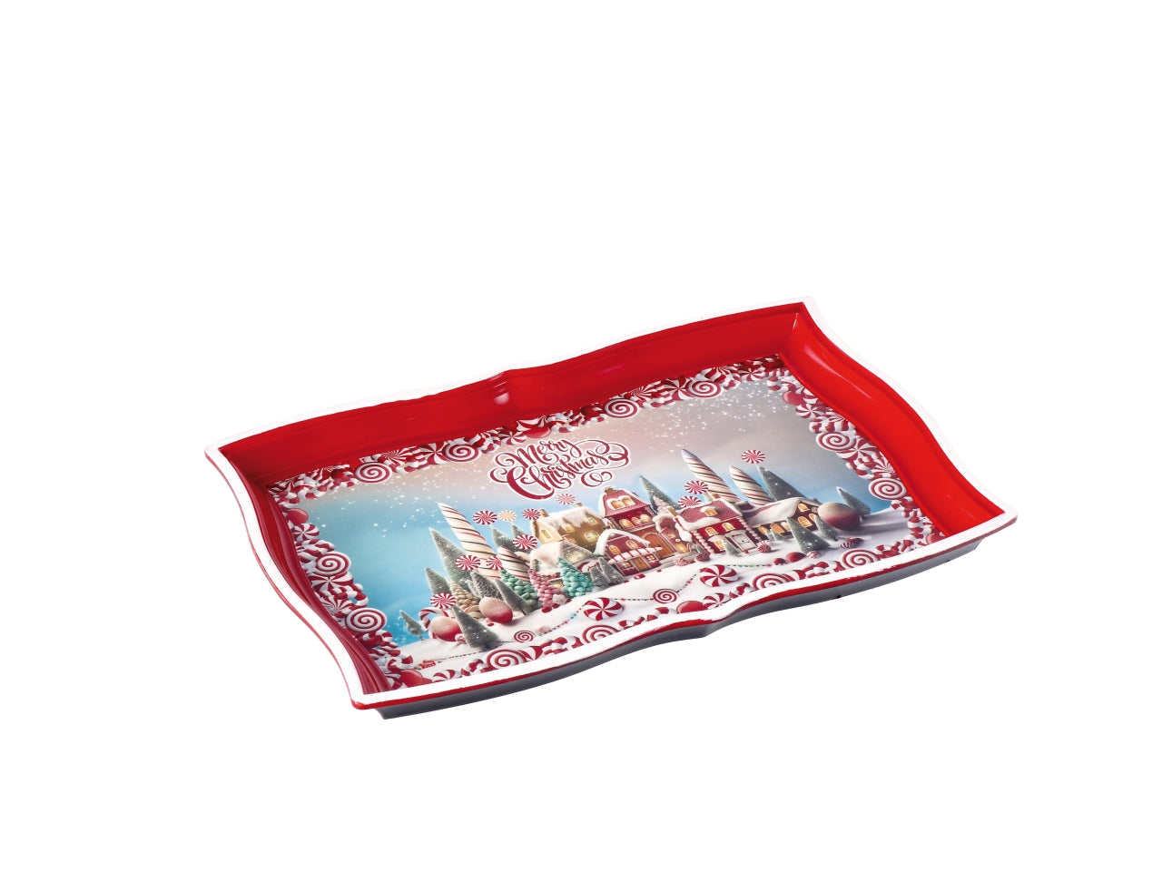 Vassoio rettangolare natalizio in plastica cm35x23xh2 -disponibile in vari assortimenti